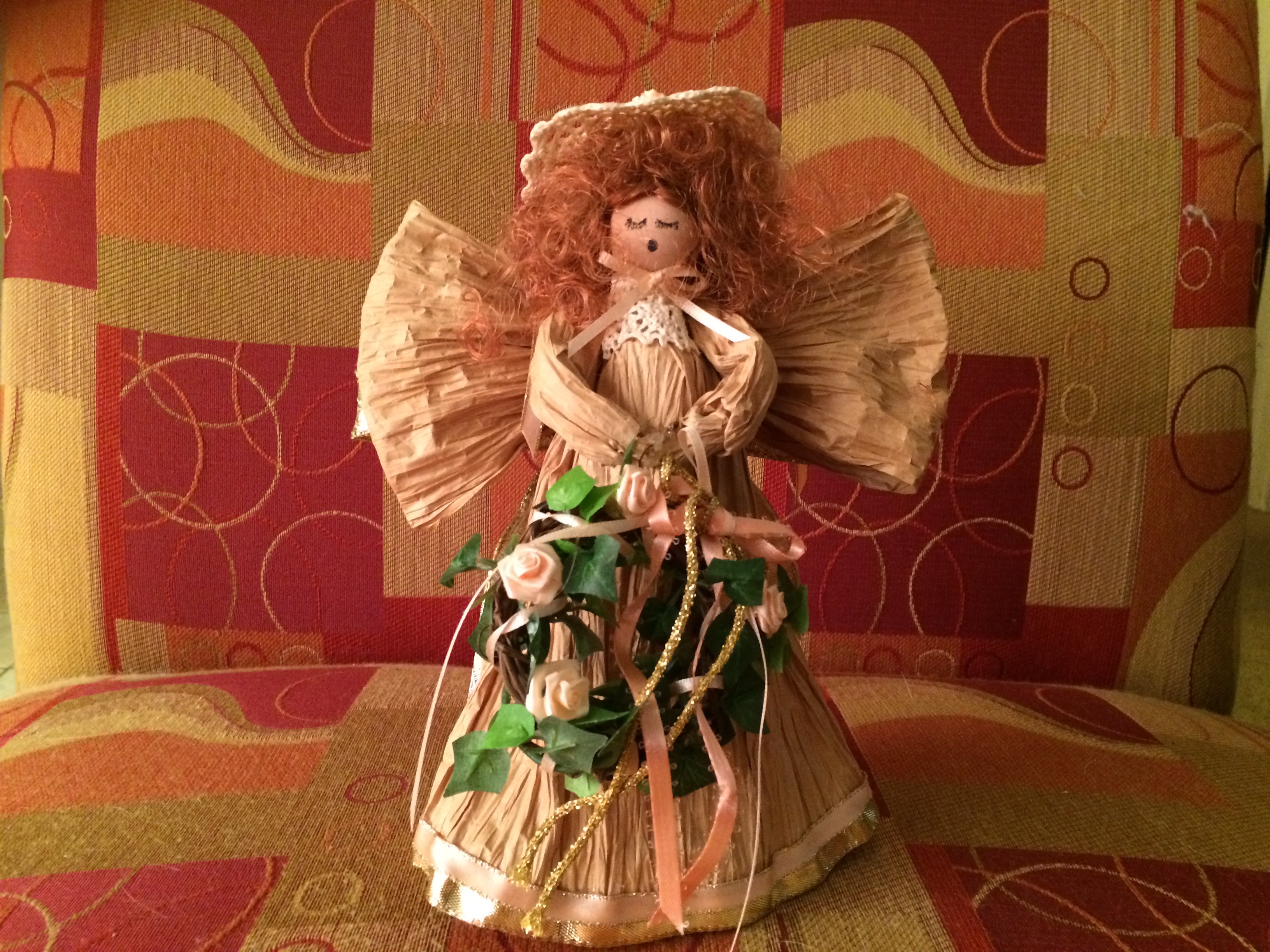 Vintage 1980s CAMILLA - Red Haired Carmel Wreath Angel by Annabelle\'s Angels