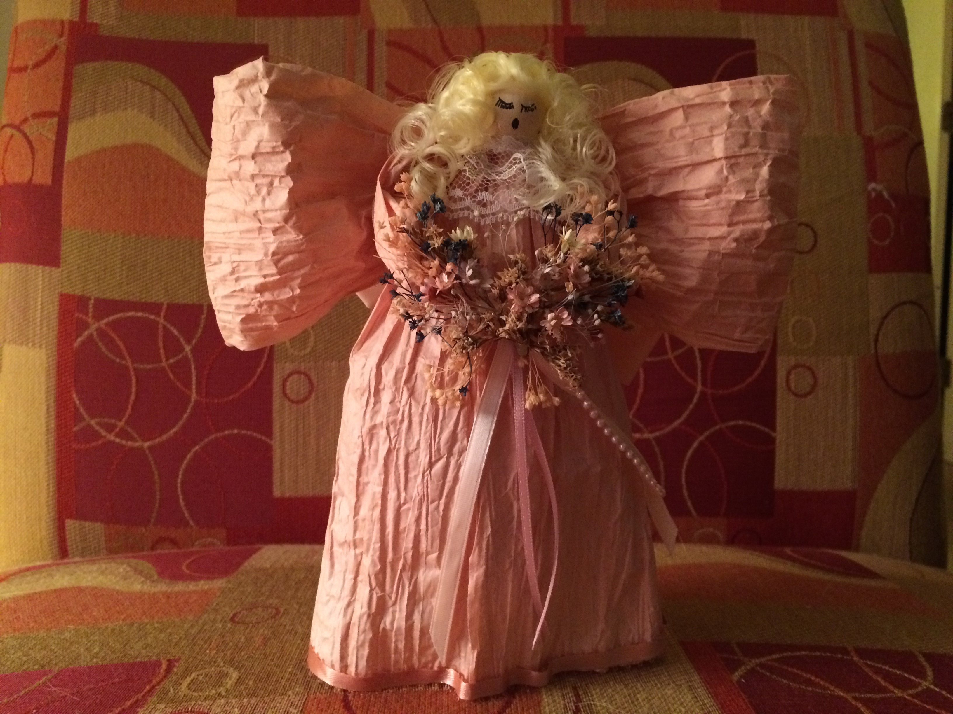 Vintage 1980s BLONDIE - Blonde Haired Pink Flower Angel by Annabelle\'s Angels