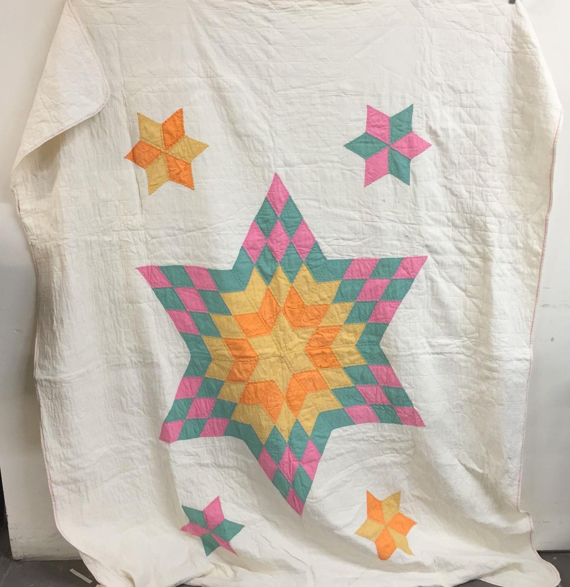 1973 Full or Double Hand-Stitched Rhombus Quilt (72\