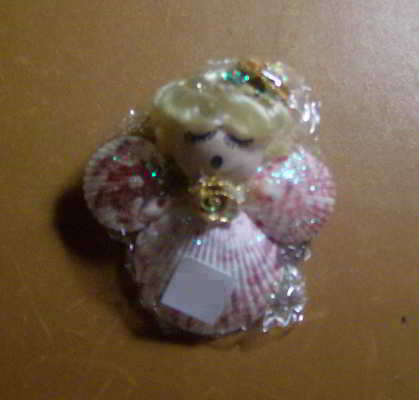 Vintage 1990s PINKIE Shell Angel Ornament by Annabelle’s Angels